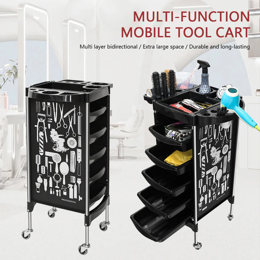 Salon Trolley Cart on Wheels Multifunction 5 Drawer Hair Stylist Rolling Cart Professional Hairdresser Hair Dye Storage Tools Peaceful Pleasures Health and Wellness