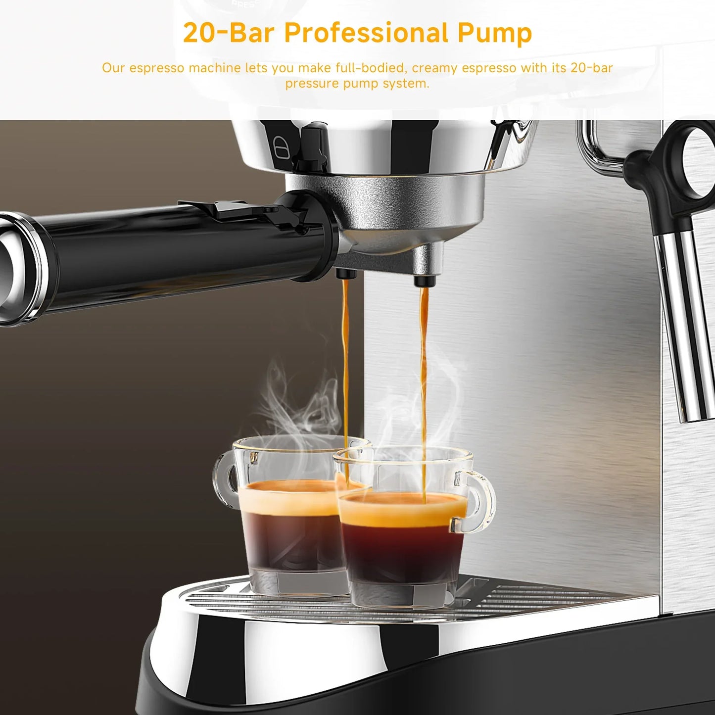 BioloMix 20 Bar Semi-Auto Espresso Machine with Steam Frother – 1350W Coffee Machine Peaceful Pleasures Health and Wellness