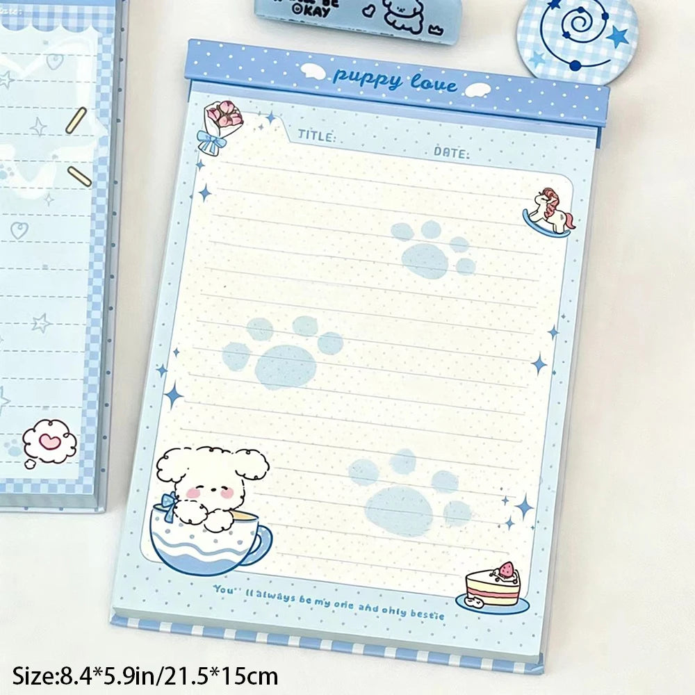 Blue Puppy Party Hardshell Notebook Ins Tearable Drafts Appearance