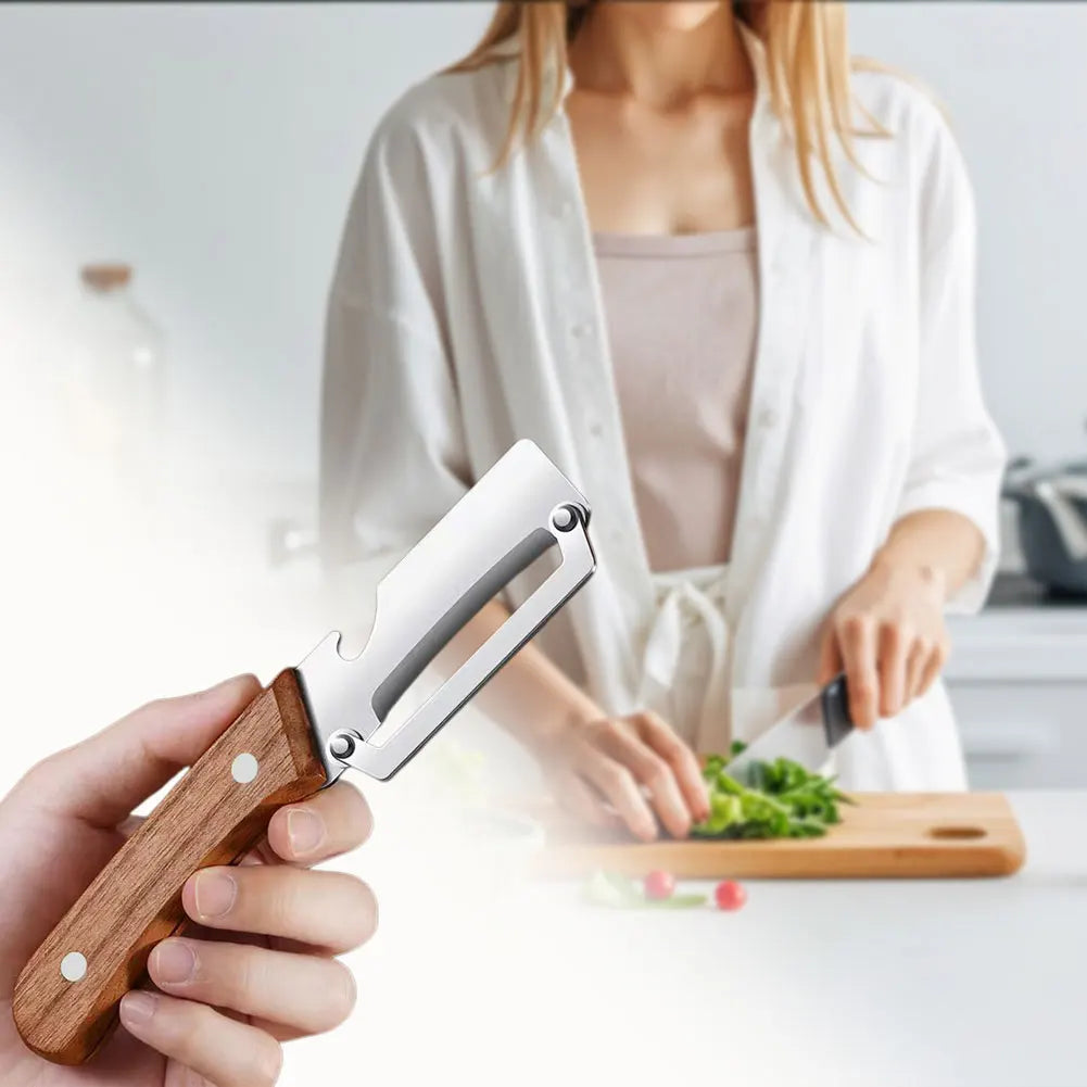 Stainless Steel Fruit & Vegetable Peeler | Wooden Handle Vegetable Peeler Peaceful Pleasures Health and Wellness