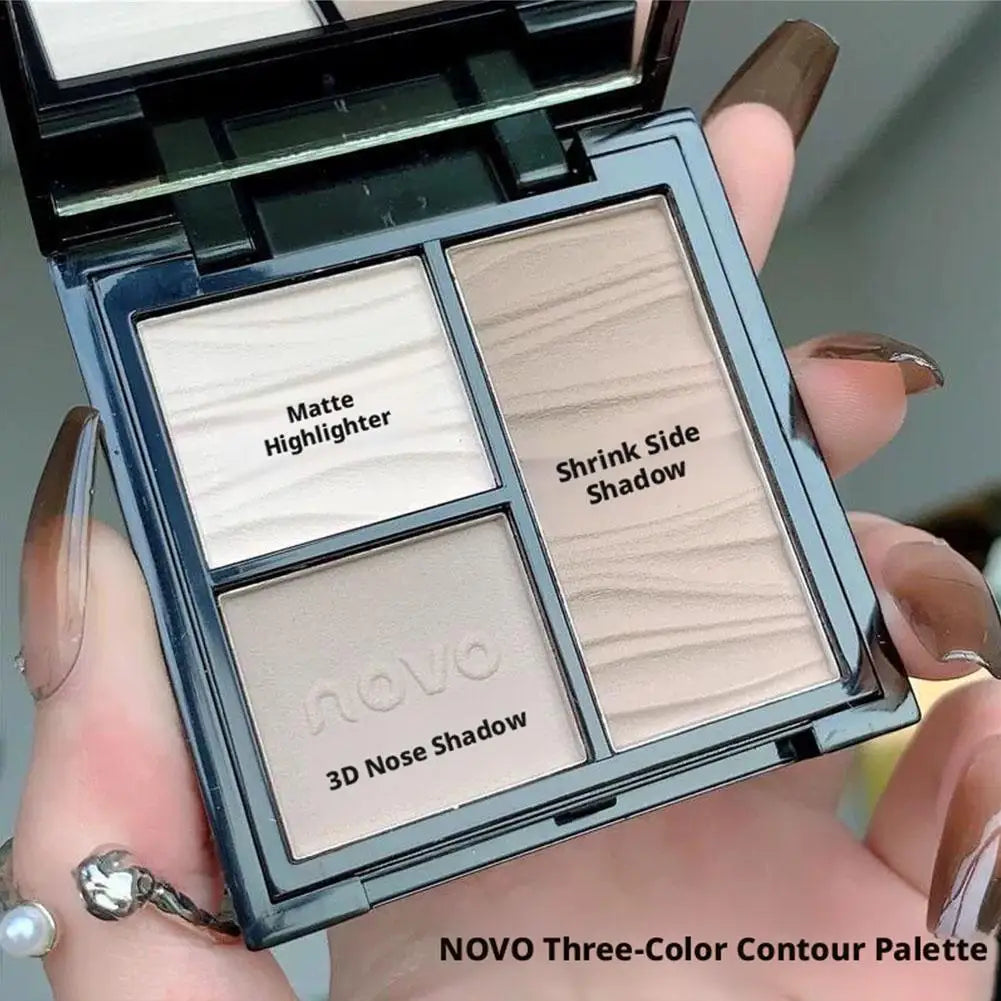 3-color Contour Powder Palette 3D Natural Highlighter Contour Matte Nose Shadow Long-lasting Brightens Facial Makeup Cosmetics Peaceful Pleasures Health and Wellness