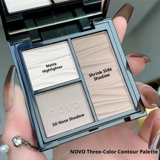 3-color Contour Powder Palette 3D Natural Highlighter Contour Matte Nose Shadow Long-lasting Brightens Facial Makeup Cosmetics Peaceful Pleasures Health and Wellness