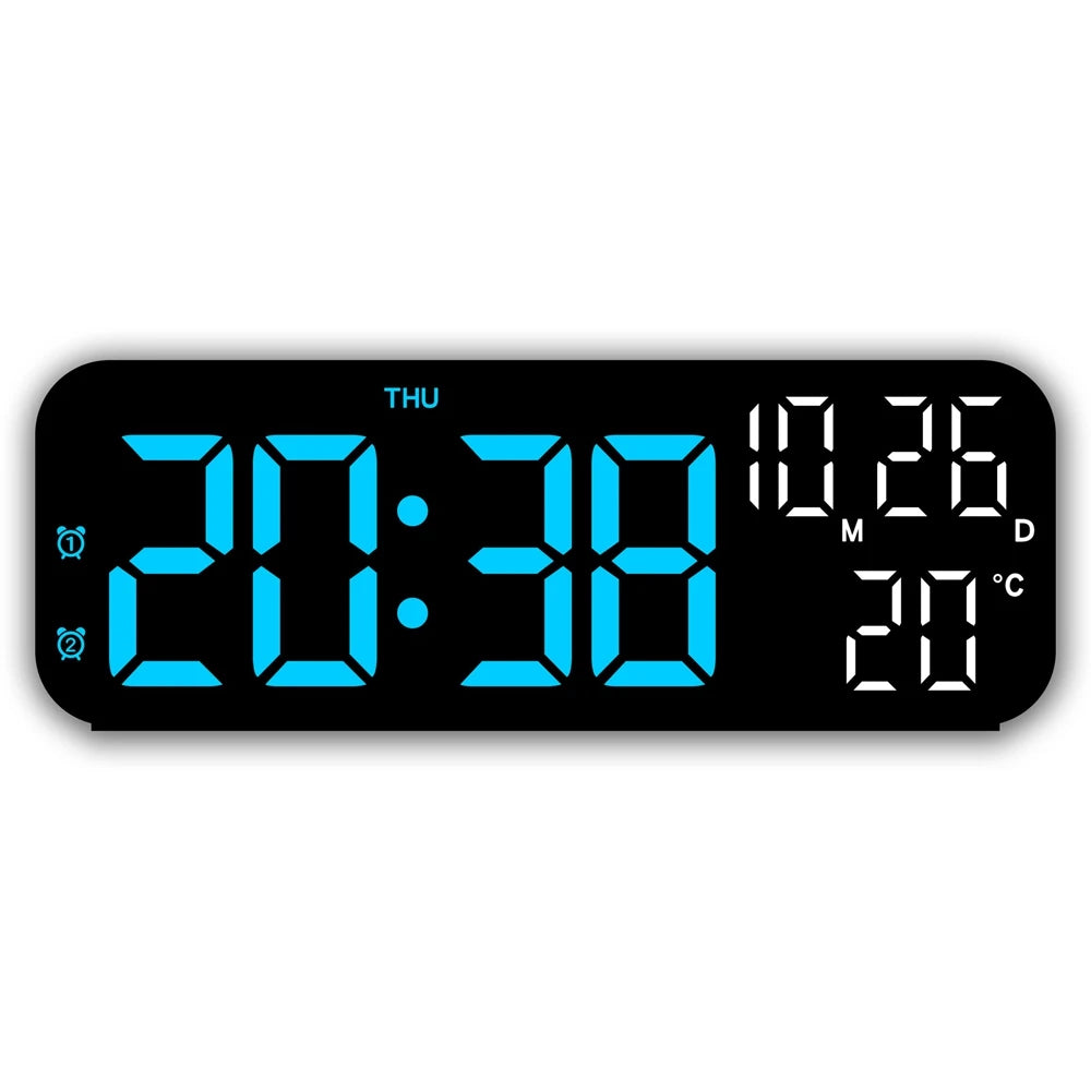 Digital Alarm Clock Temperature and Date Week Display Night Mode Table Clock Voice Control 12/24H Electronic LED Alarm Clocks Peaceful Pleasures Health and Wellness black blue light