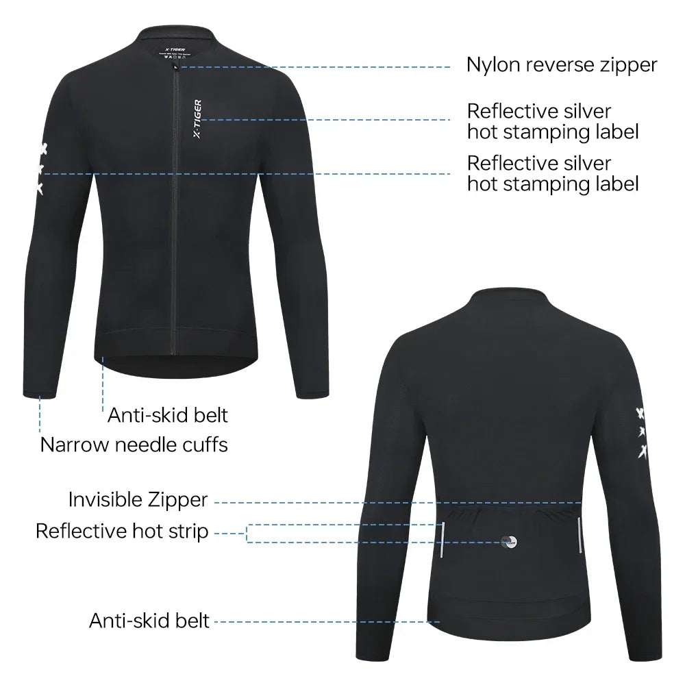 X-TIGER Long Sleeve Cycling Jersey – Reflective, UV Protection