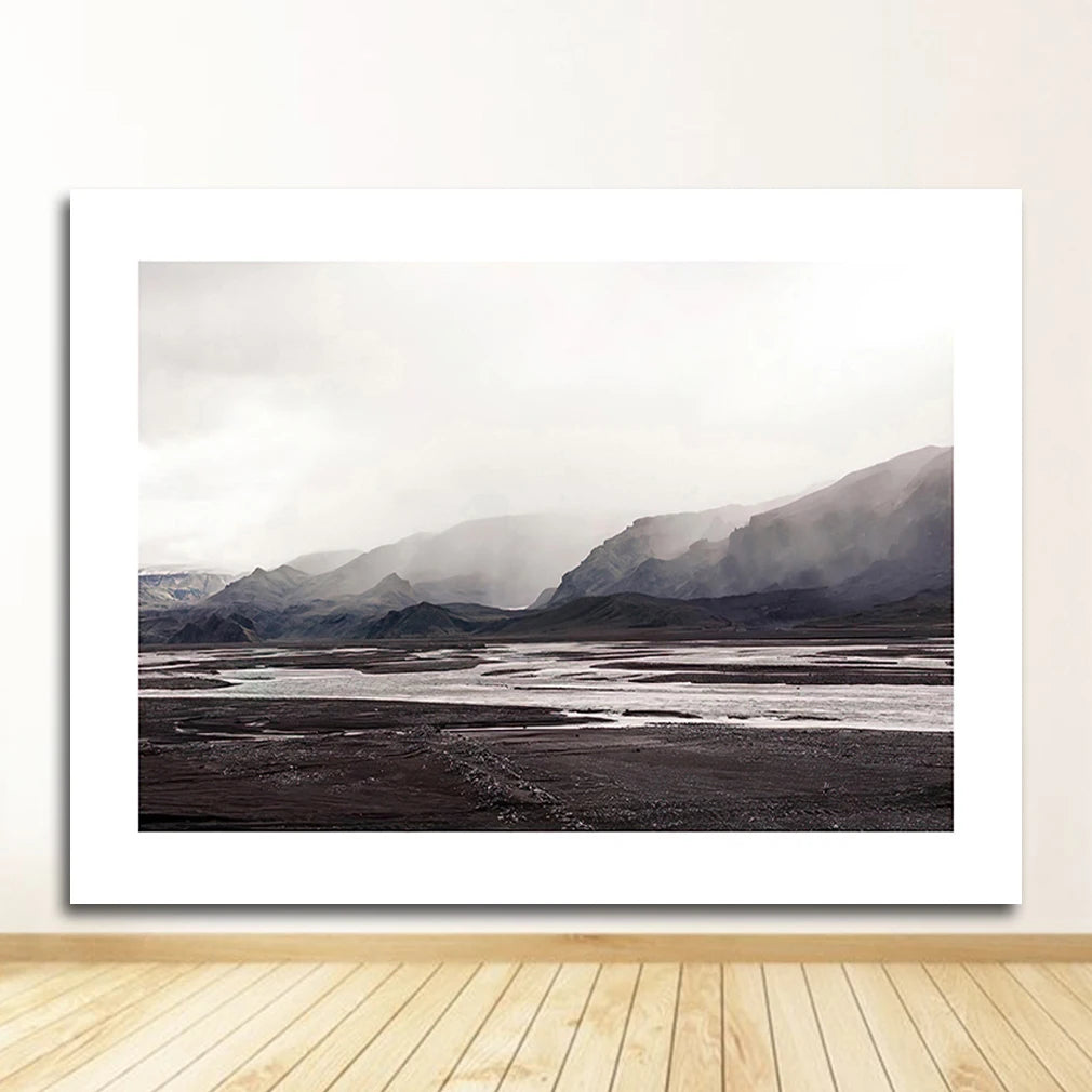 Nordic Canvas Wall Art | Deer & Mountain Scandinavian Print Canvas Wall Art Print Peaceful Pleasures Health and Wellness 0186XX03 40x60cm Unframed