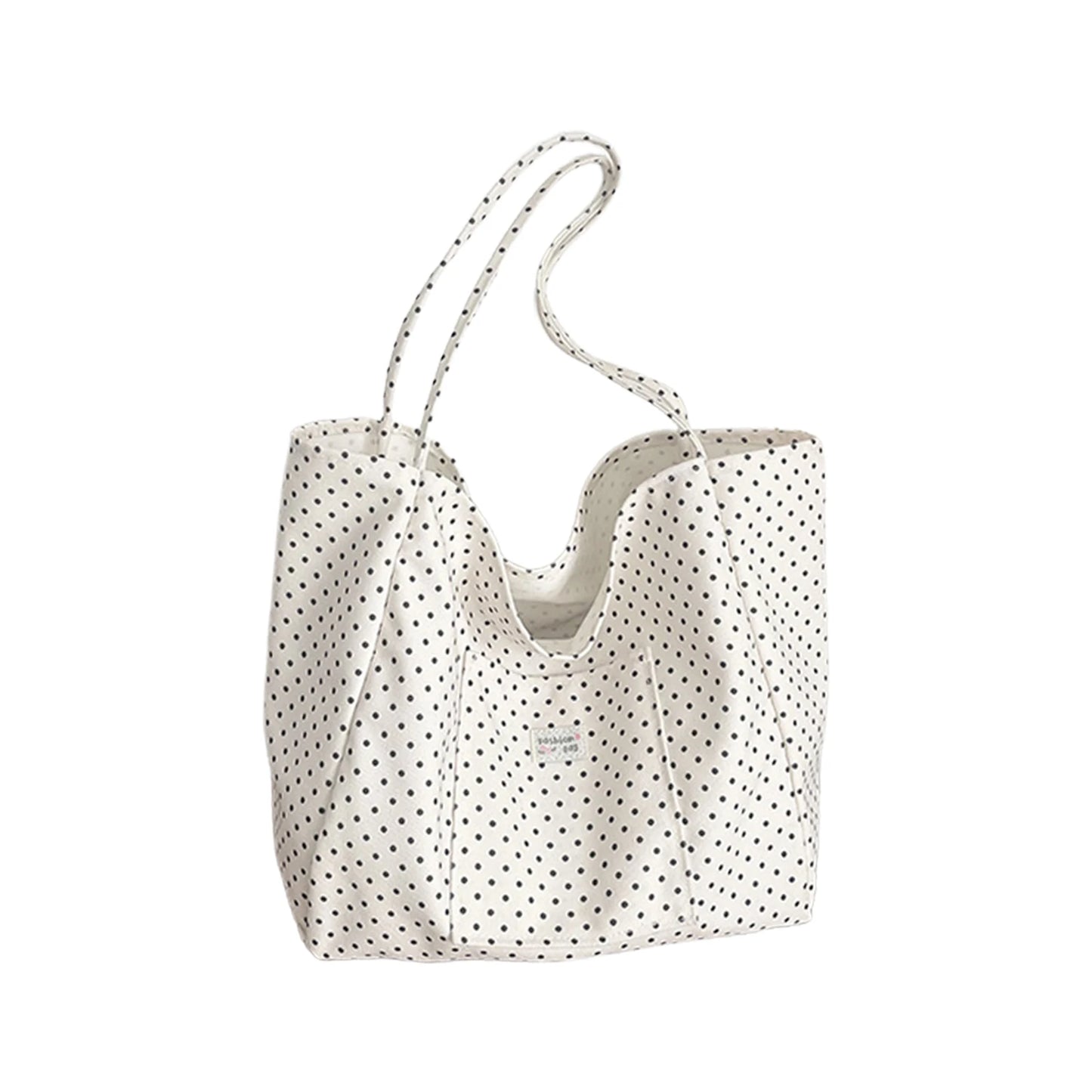 Women's Polka Dot Tote Bag Large Capacity Commuter Shoulder Handbag With Reinforced Bottom Peaceful Pleasures Health and Wellness Creamy white