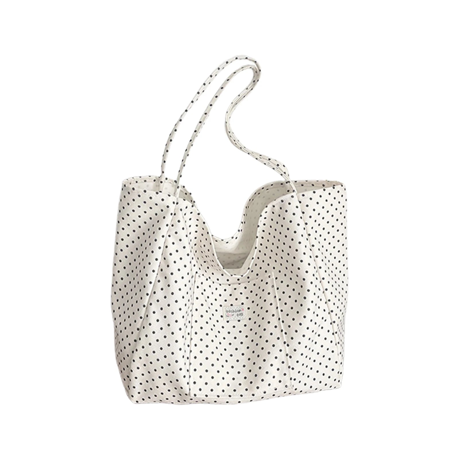 Women's Polka Dot Tote Bag Large Capacity Commuter Shoulder Handbag With Reinforced Bottom Peaceful Pleasures Health and Wellness Creamy white