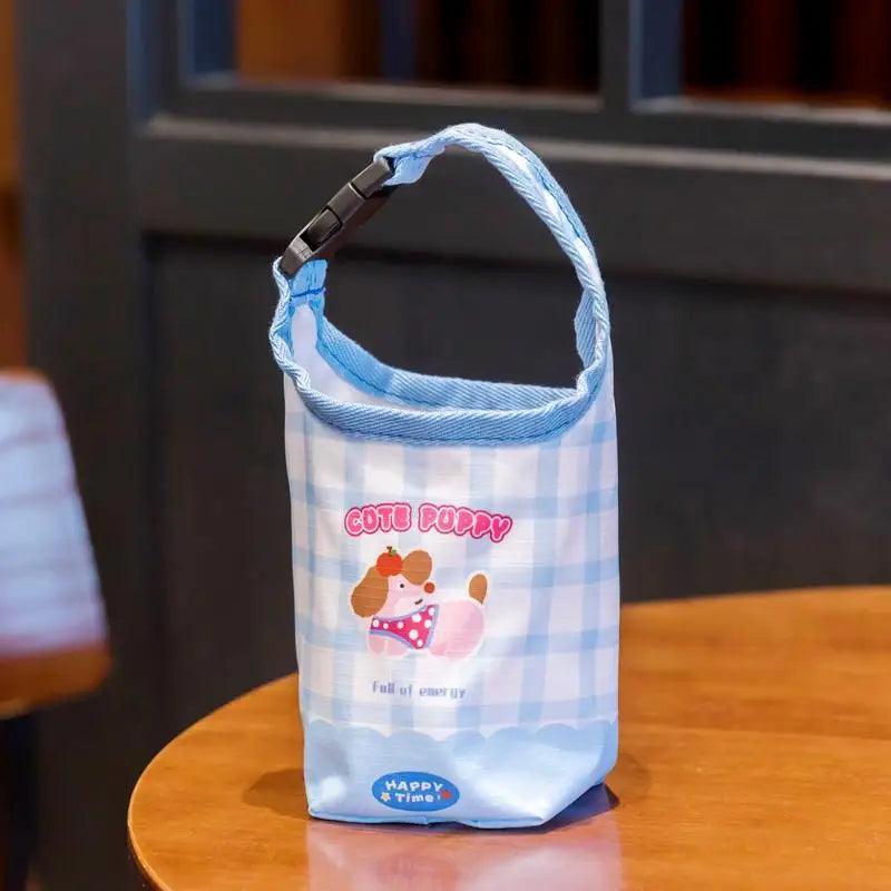 Cartoon Canvas Water Bottle Carrier Bag | Stroller & Backpack
