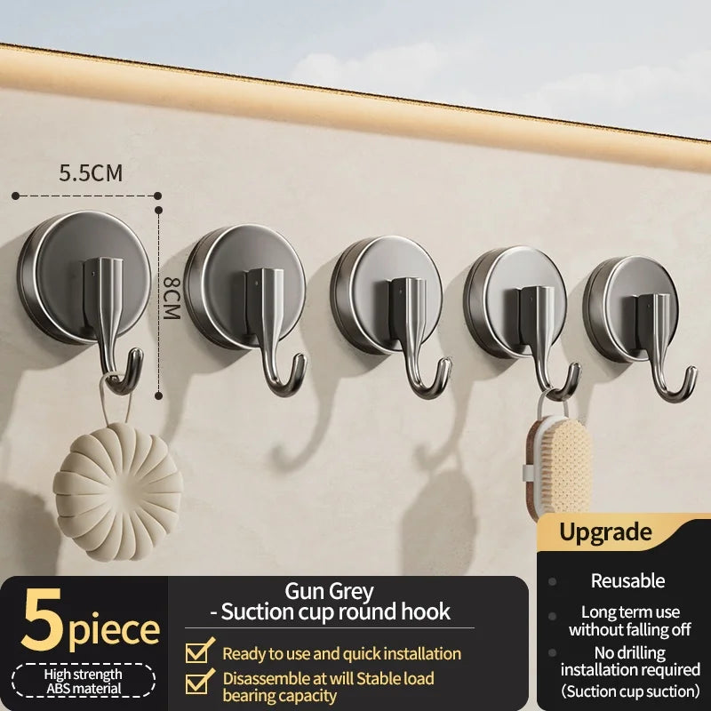 No-Drill Suction Cup Hooks – Kitchen & Bathroom Wall Hooks