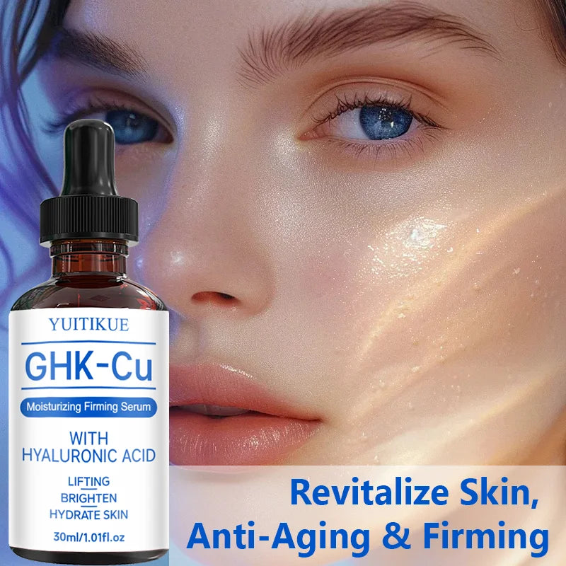 YUITIKUE GHK-Cu Serum with Hyaluronic Acid Moisturizing Firming Lifting Brightening Hydrating Facial Skin Care Serum 30ml Peaceful Pleasures Health and Wellness