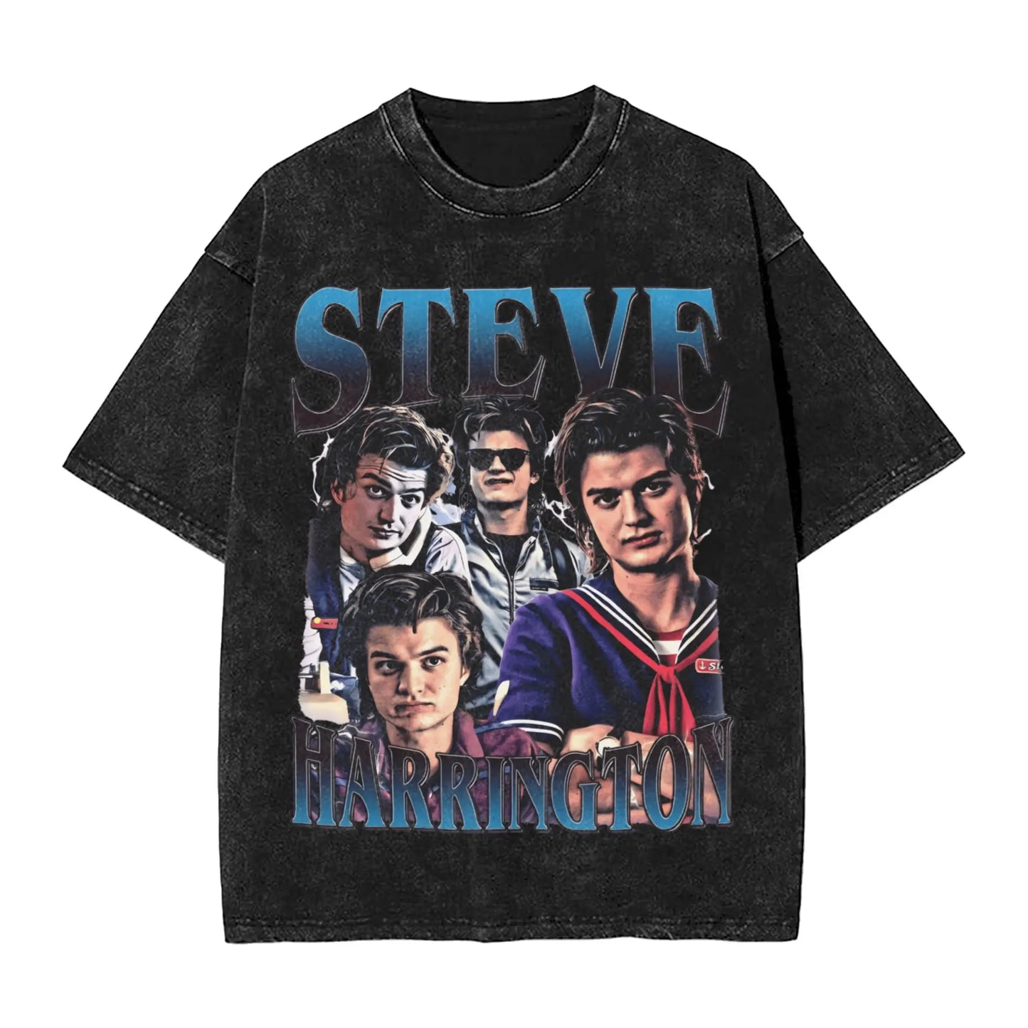 Steve Harrington Washed T Shirt Male Y2K Fun Cotton T Shirts Summer O-Neck Hip Hop Tee Shirt Printed Big Size Clothing Peaceful Pleasures Health and Wellness 5 L