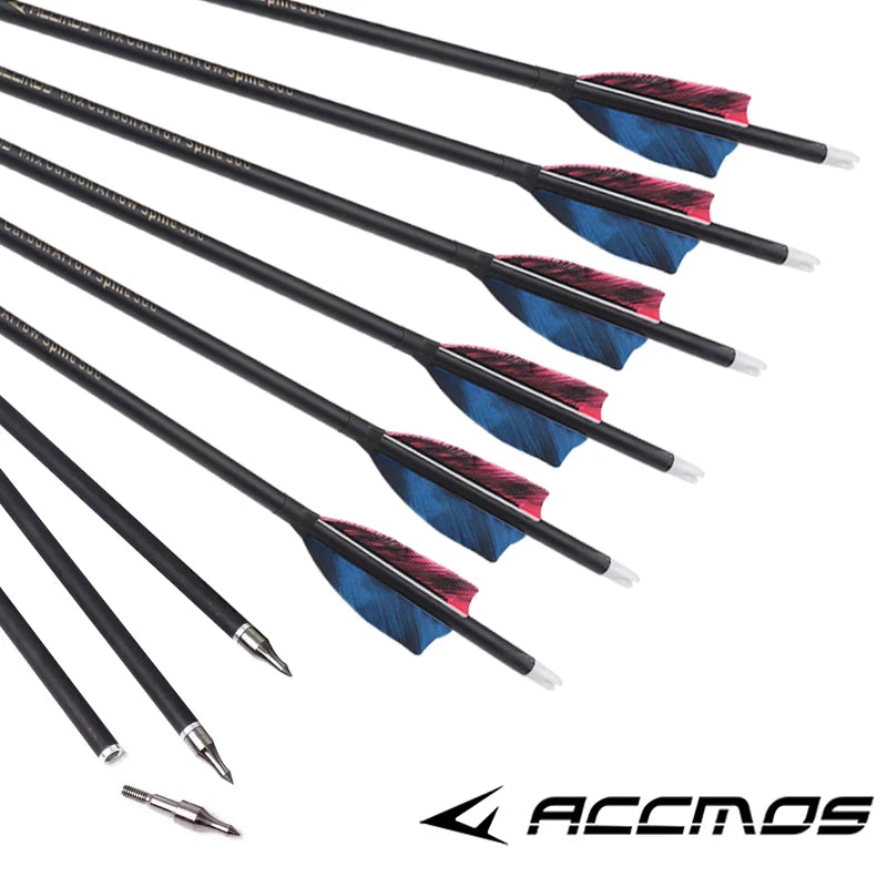 6 ID6 Sp500 Archary Carbon Arrows Turkey Feather 100 125gr Tips