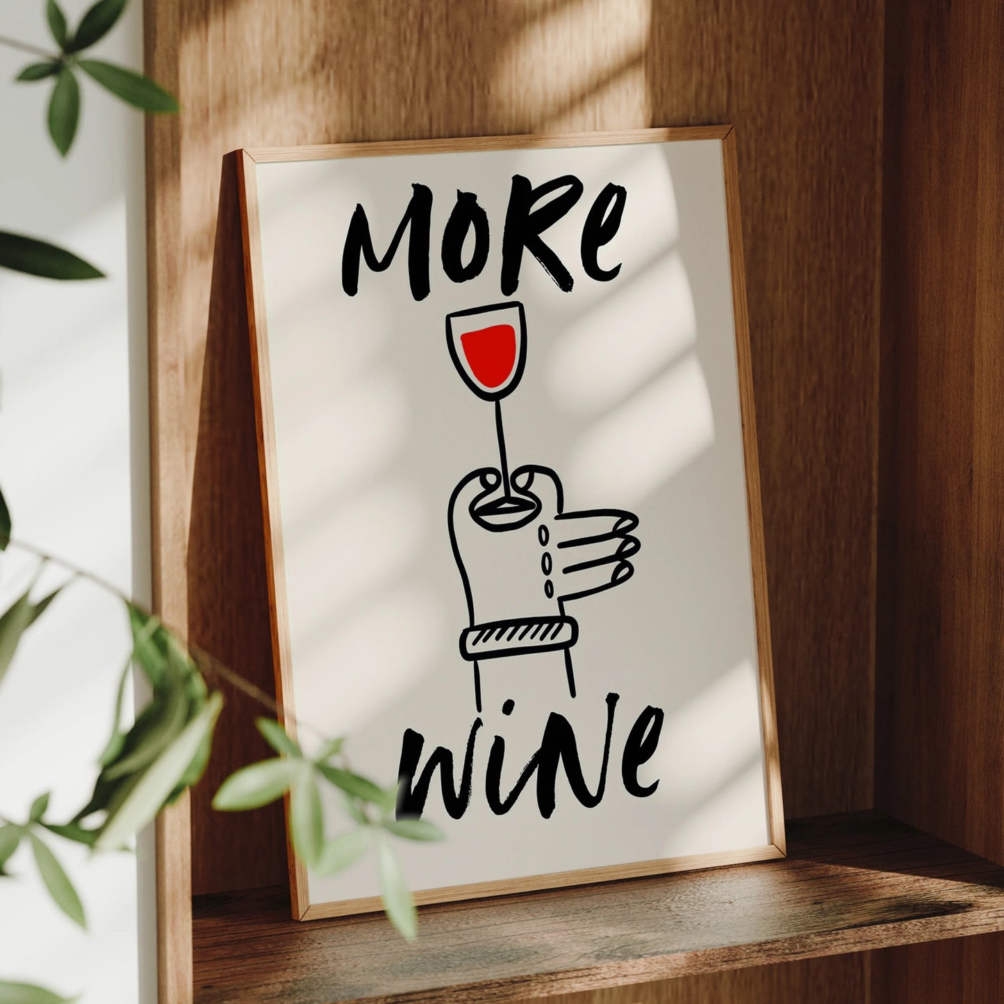 Modern Minimalist "More Wine" Canvas Wall Art Print | Home Decor