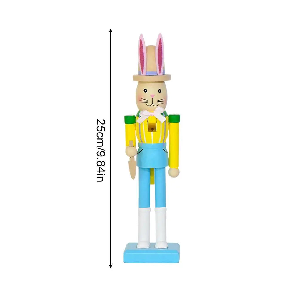 Easter Bunny Nutcracker Figure | Spring Rabbit Table Statue Holiday Figurine Peaceful Pleasures Health and Wellness Yellow China Mainland