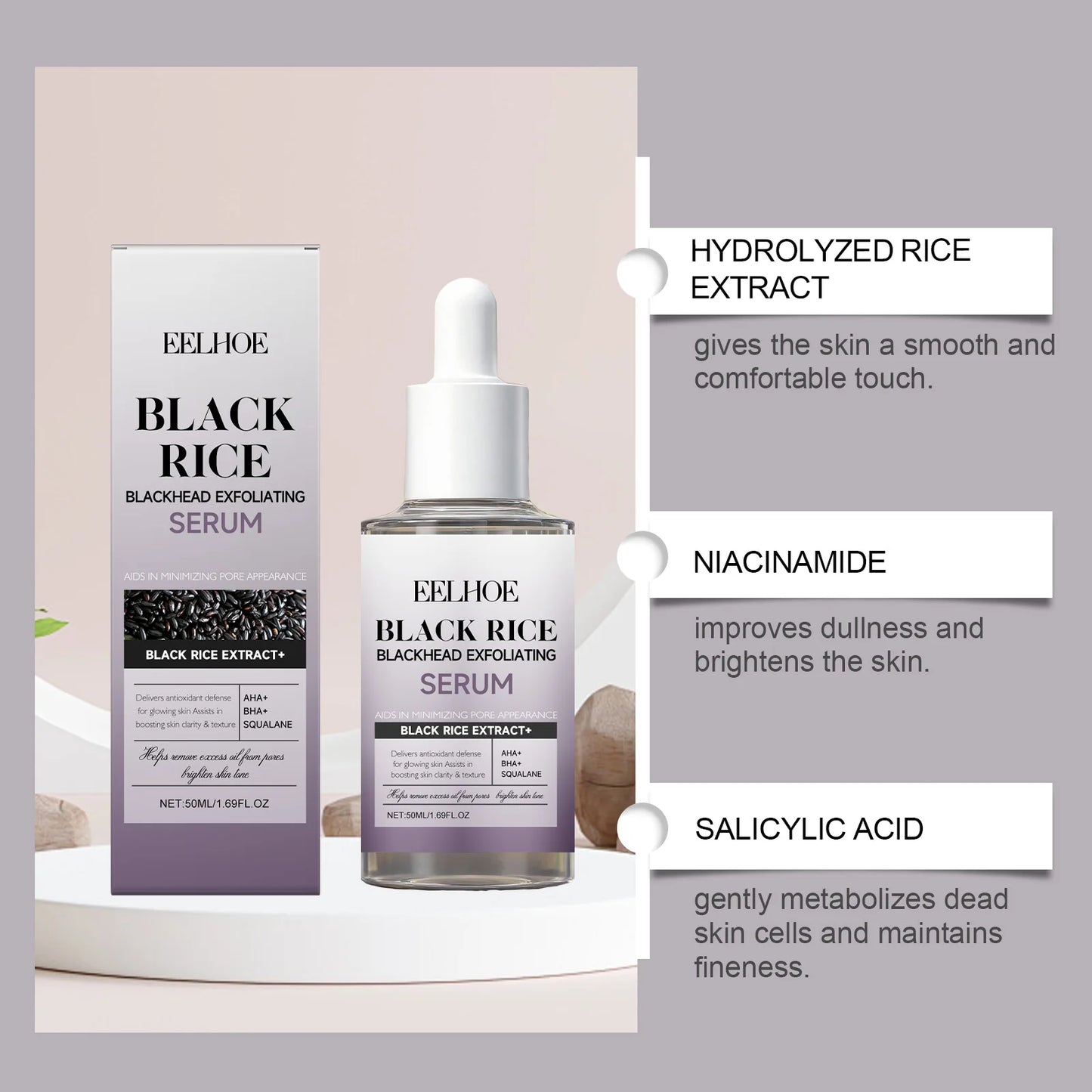 Black & White Rice Exfoliating Serum Set – BHA & Niacinamide