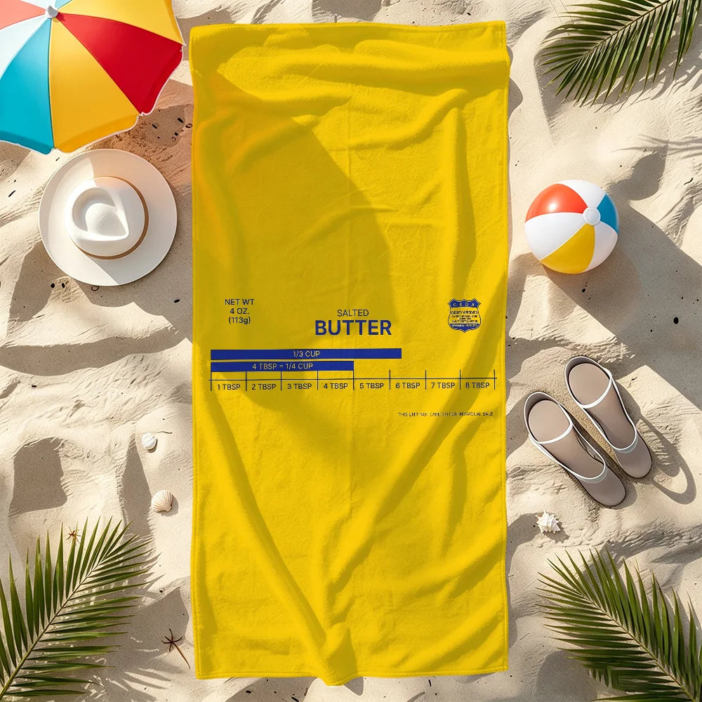 Salted Butter Funny Quick-Dry Beach Towel | Pool Travel Gym Funny Beach Towel Peaceful Pleasures Health and Wellness
