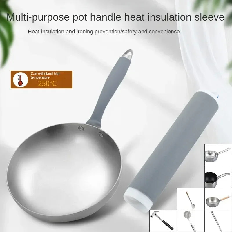 Frying Pan Handle Insulation Sleeve Rubber Sleeve for Iron Cooker Stainless Steel Pan Handle Sleeves Kitchen Tool Accessories Peaceful Pleasures Health and Wellness