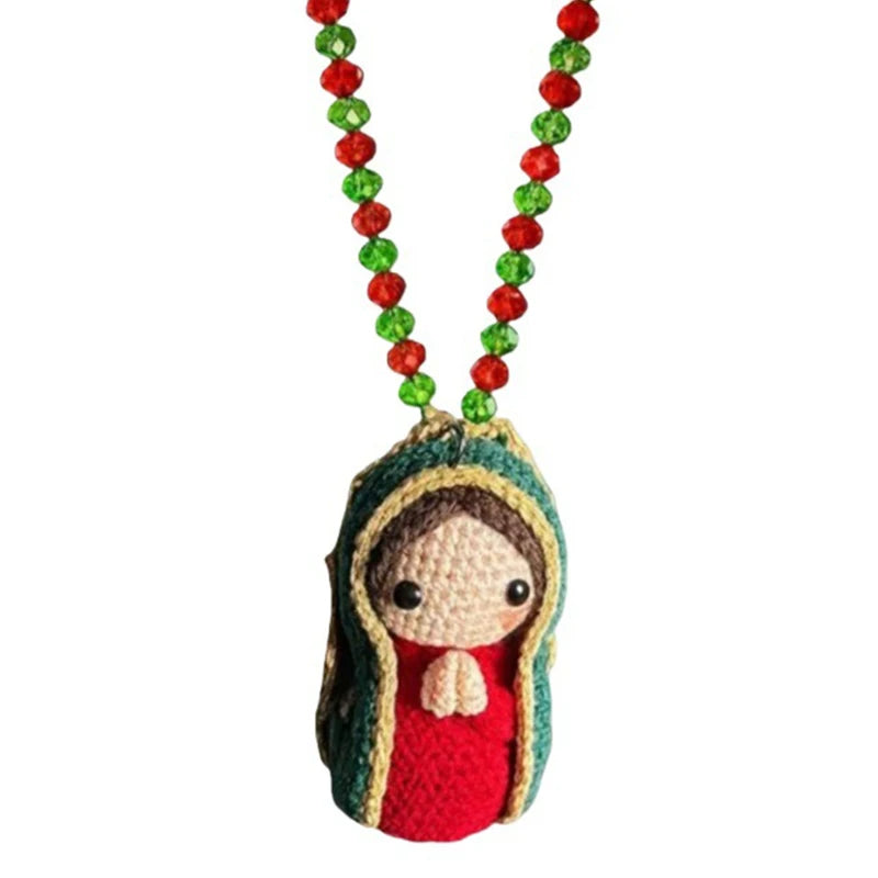Virgin Mary Crochet Figurine | Car & Home Hanging Decor Religious Figurine Peaceful Pleasures Health and Wellness D