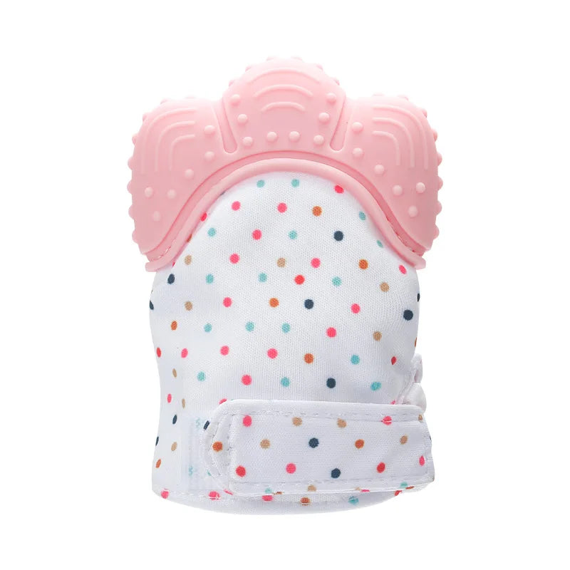 Soft Silicone Baby Tooth Glue Gloves Chewing Toy for Newborns Anti Biting Hand Gloves Teething Relief with Vocalize Design Peaceful Pleasures Health and Wellness Pink