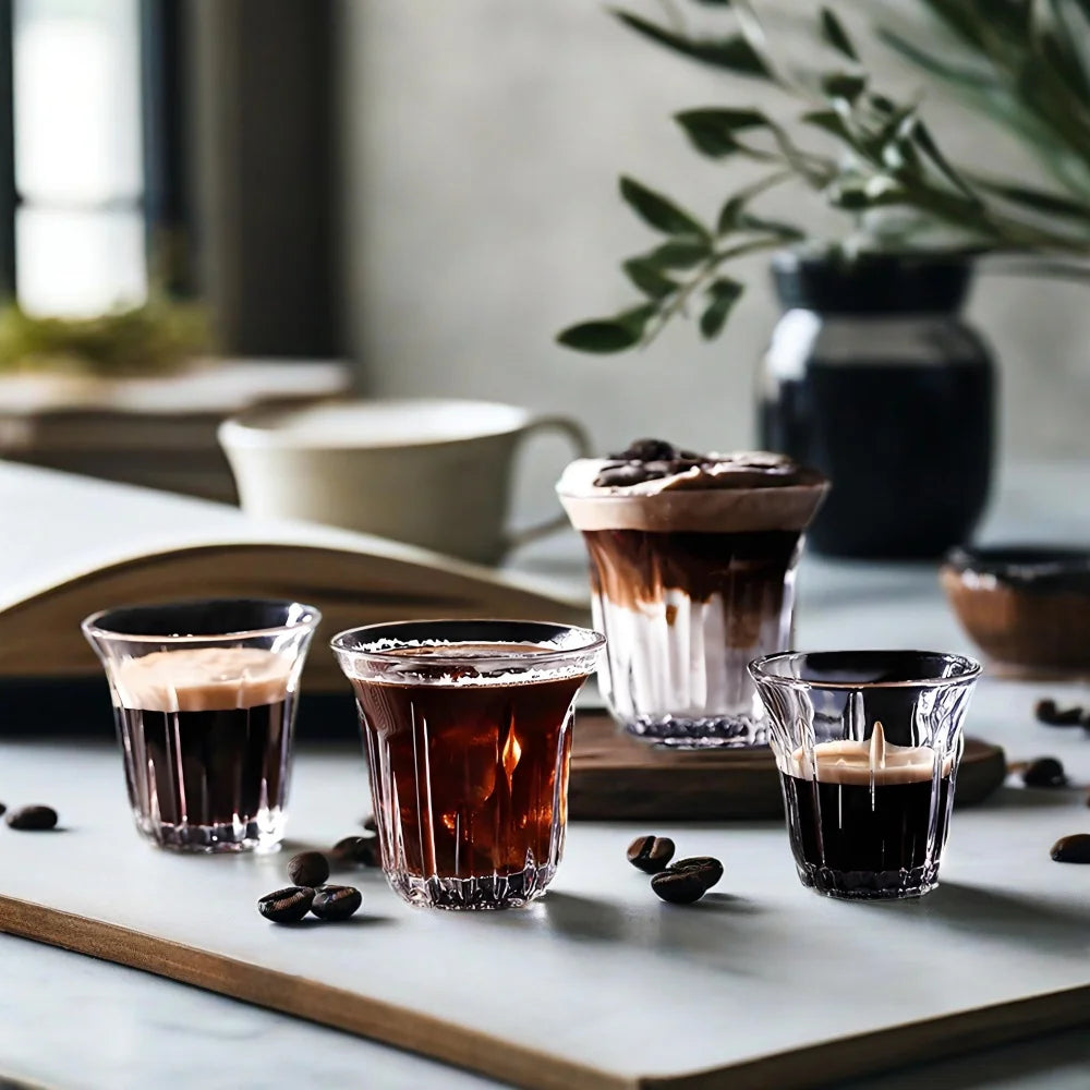 2 Pcs Wide Mouth Striped Espresso Cups, 95ml/120ml/150ml/200ml Insulated Shot Glasses, Coffee Cup Peaceful Pleasures Health and Wellness