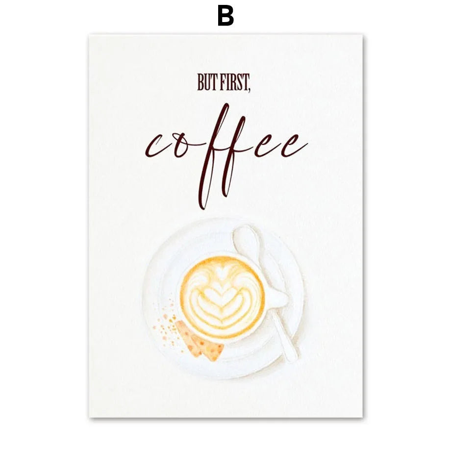 Nordic Coffee Cup Canvas Wall Art | Kitchen Surrealism Print