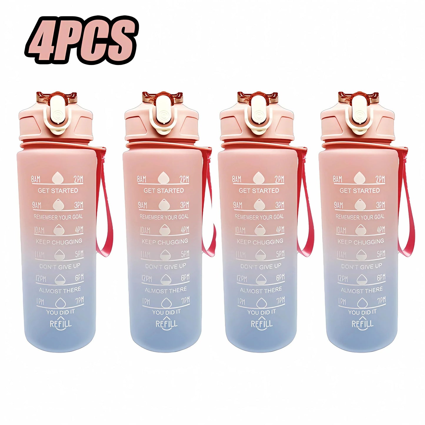 900ml Rainbow Frosted Sports Water Bottle with Straw – BPA-Free