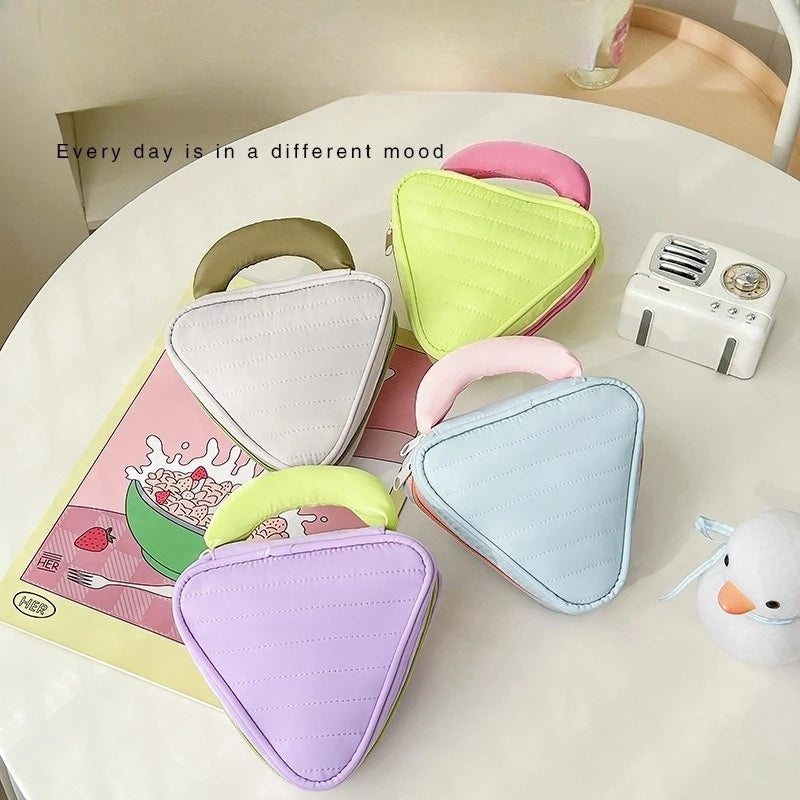 2026 New Beauty Storage Cases Simple Contrast Color Square Triangle Makeup Case Storage Bag Travel Toiletry Bag Cosmetic Bag Peaceful Pleasures Health and Wellness