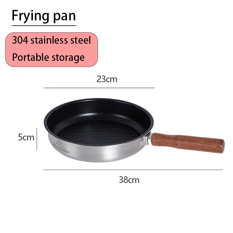 Outdoor Portable Stainless Steel Mini Wok Pan Non-Stick Egg & Steak Flat-Bottomed Frying Pan for Camping Hiking Travel Picnics Peaceful Pleasures Health and Wellness frying pan