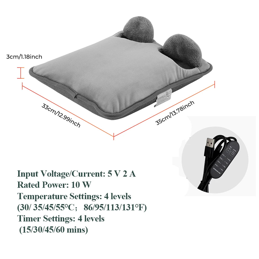 Winter Electric Foot Heating Pad Household Washable Foot Warmer 4 Heat & 4 Timer for Office Abdomen Warm Mat with Remote Control Peaceful Pleasures Health and Wellness GRAY