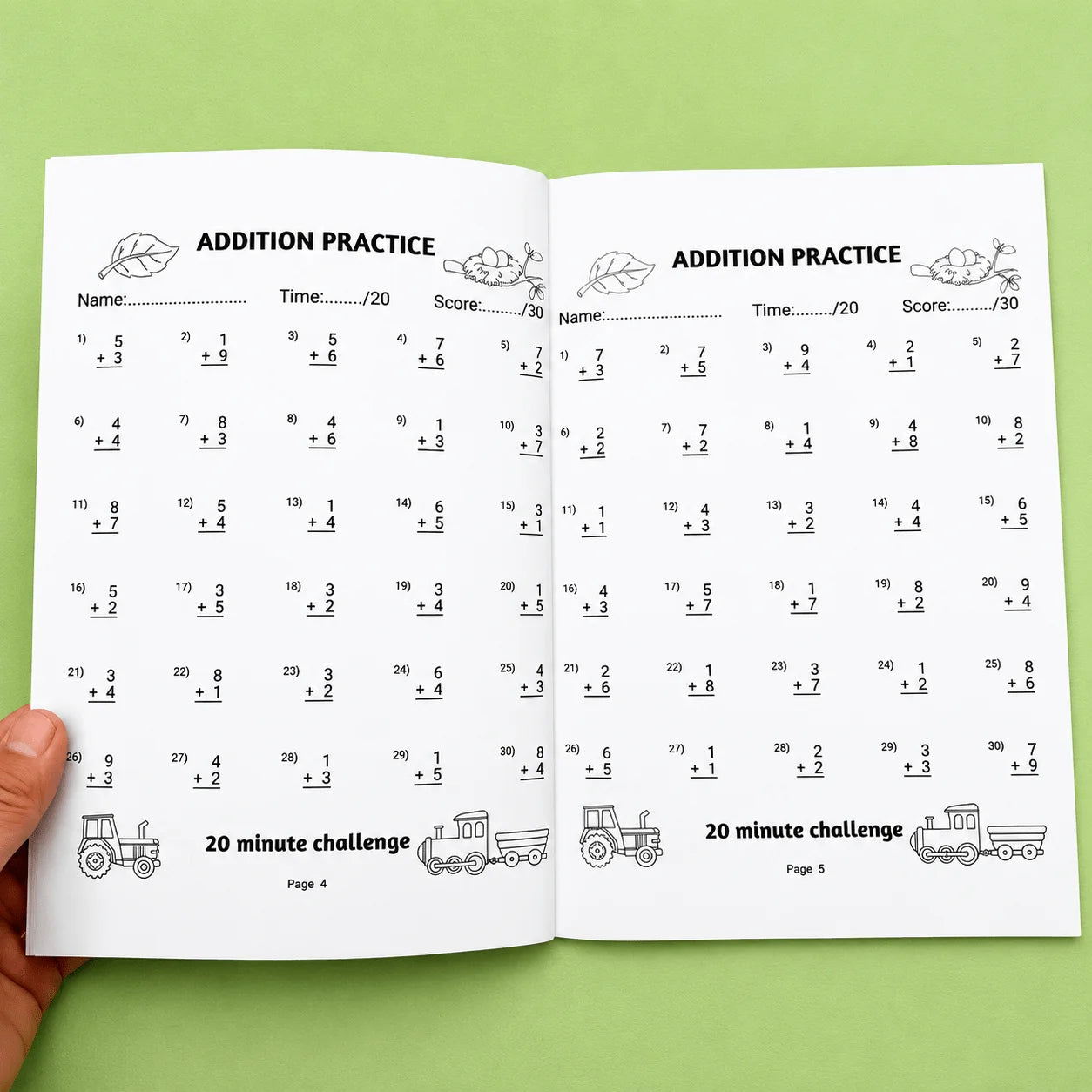 Daily Beginner Addition Subtraction Math Workbook 64 Pages Basic