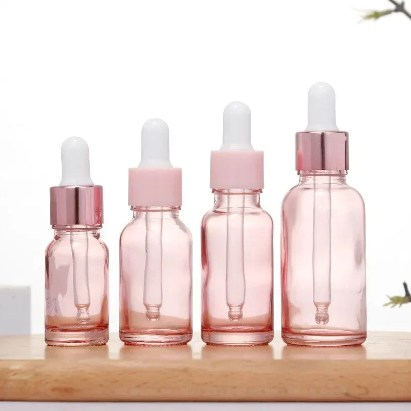 Pink Glass Dropper Bottles | Refillable Essential Oil Containers Glass Dropper Bottle Peaceful Pleasures Health and Wellness