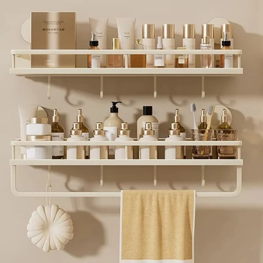 No-Drill Suction Cup Bathroom Wall Storage Rack | Aluminum Bathroom Storage Rack Peaceful Pleasures Health and Wellness