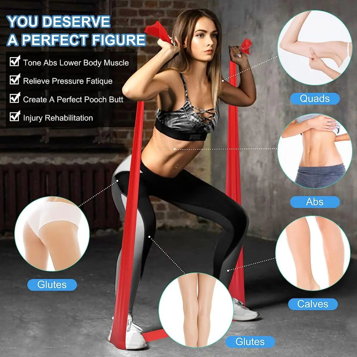 New Yoga Pilates Resistance Band - Long Elastic Stretch Band for Lower Body Strength Training Physical Therapy Home Gym Exercise Peaceful Pleasures Health and Wellness