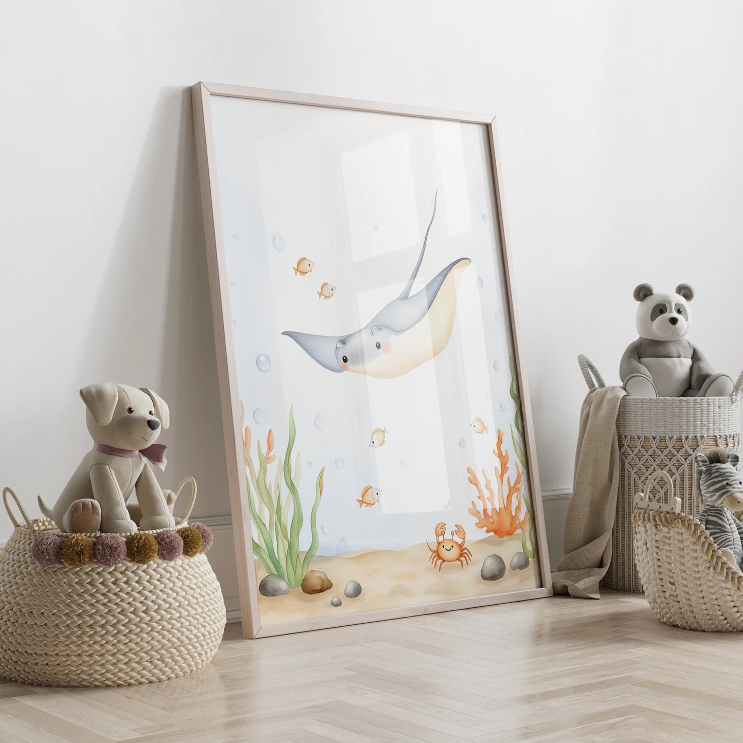 3-Piece Cartoon Jellyfish & Seal Canvas Wall Art Print Set