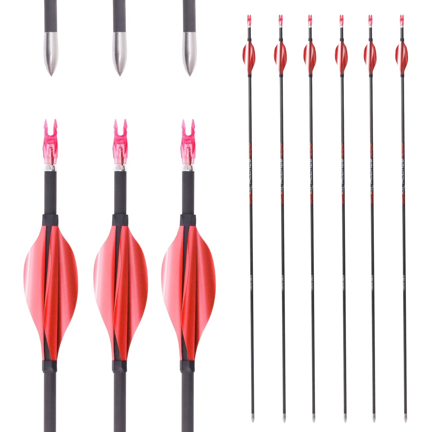 6 Pure Carbon Arrow ID4 2 Sp300-1800 Spin Feather Archery Bow Hunting