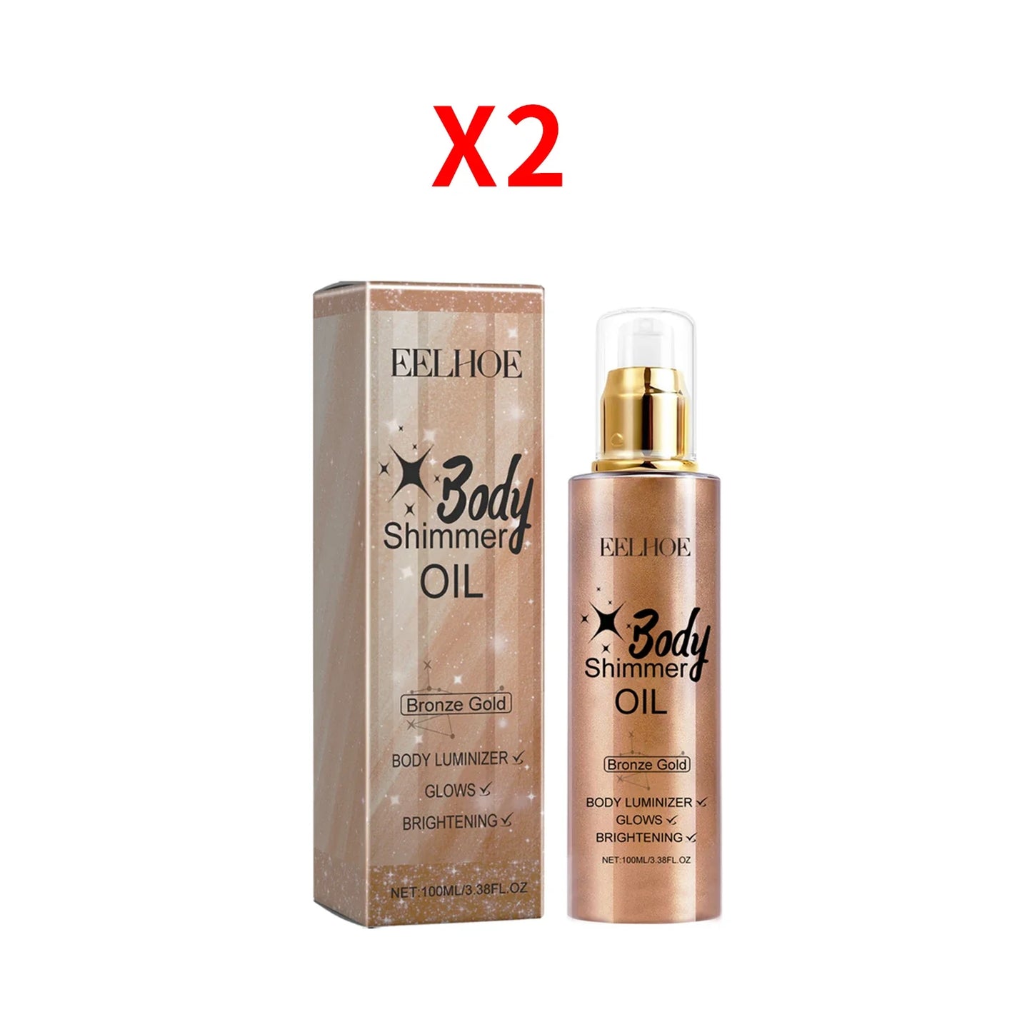 EELHOE Shimmer Body Oil – Glow Highlighter for Face & Body