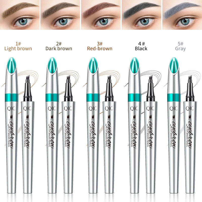 4 Points Eyebrow Pen 5 Colors Liquid Brow Pencil Dark Brown Microblading Eyebrow Pencil Waterproof Eyebrow Tattoo Pen Cosmetics Peaceful Pleasures Health and Wellness