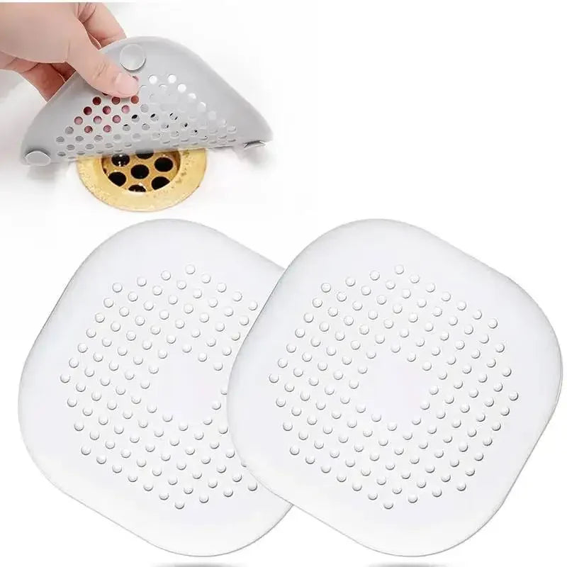Silicone Square Shower Drain Cover & Sink Strainer 2-Pack Drain Strainer Cover Peaceful Pleasures Health and Wellness 2 Pcs White 144mm