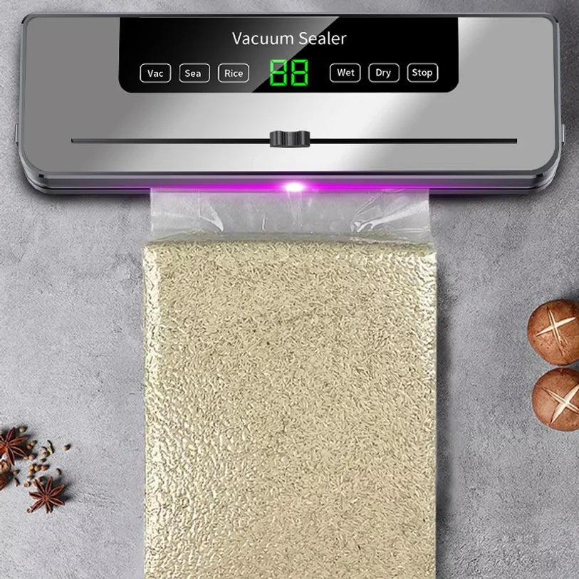 Electric Vacuum Sealer with Built-In Cutter | Dry & Wet Food