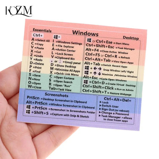 Windows Keyboard Shortcut Sticker – Rainbow PC Cheat Sheet Keyboard Shortcut Sticker Oasis Select