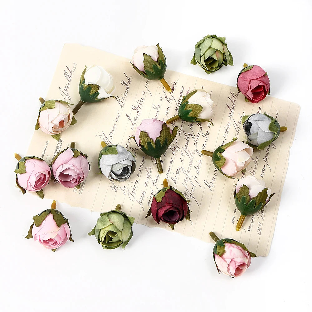 Silk Rose Tea Bud Artificial Flowers 10/20pcs – Wedding DIY Decor