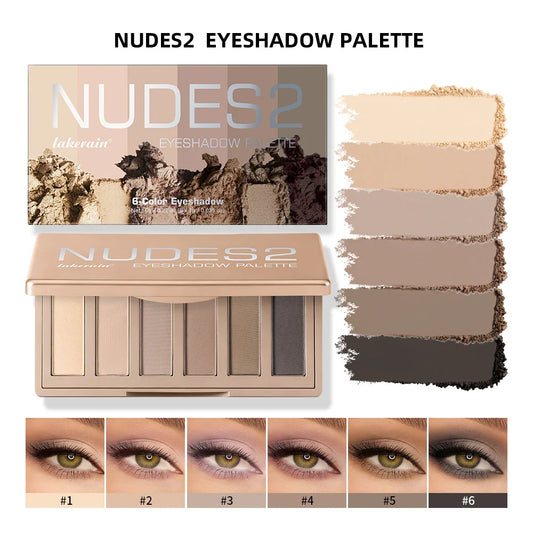 Lakerain 6-Color Matte Nude Eyeshadow Palette – Waterproof Eyeshadow Palette Oasis Select