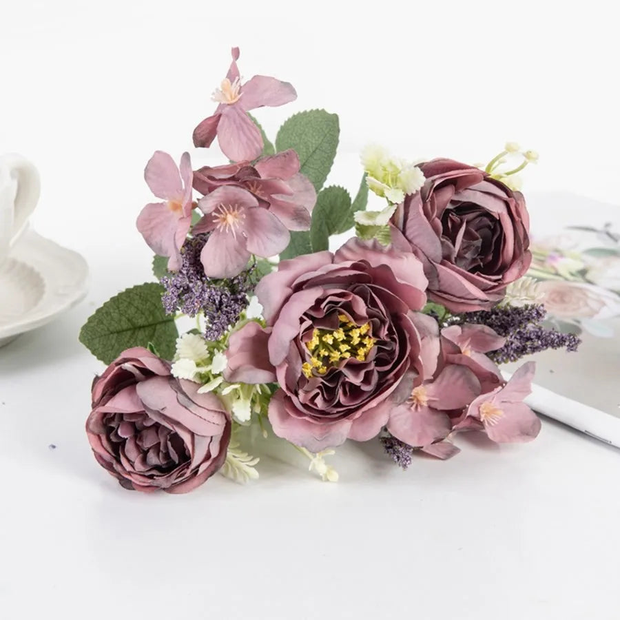 White Silk Hydrangea Peony Artificial Flowers Bundle | Wedding Décor