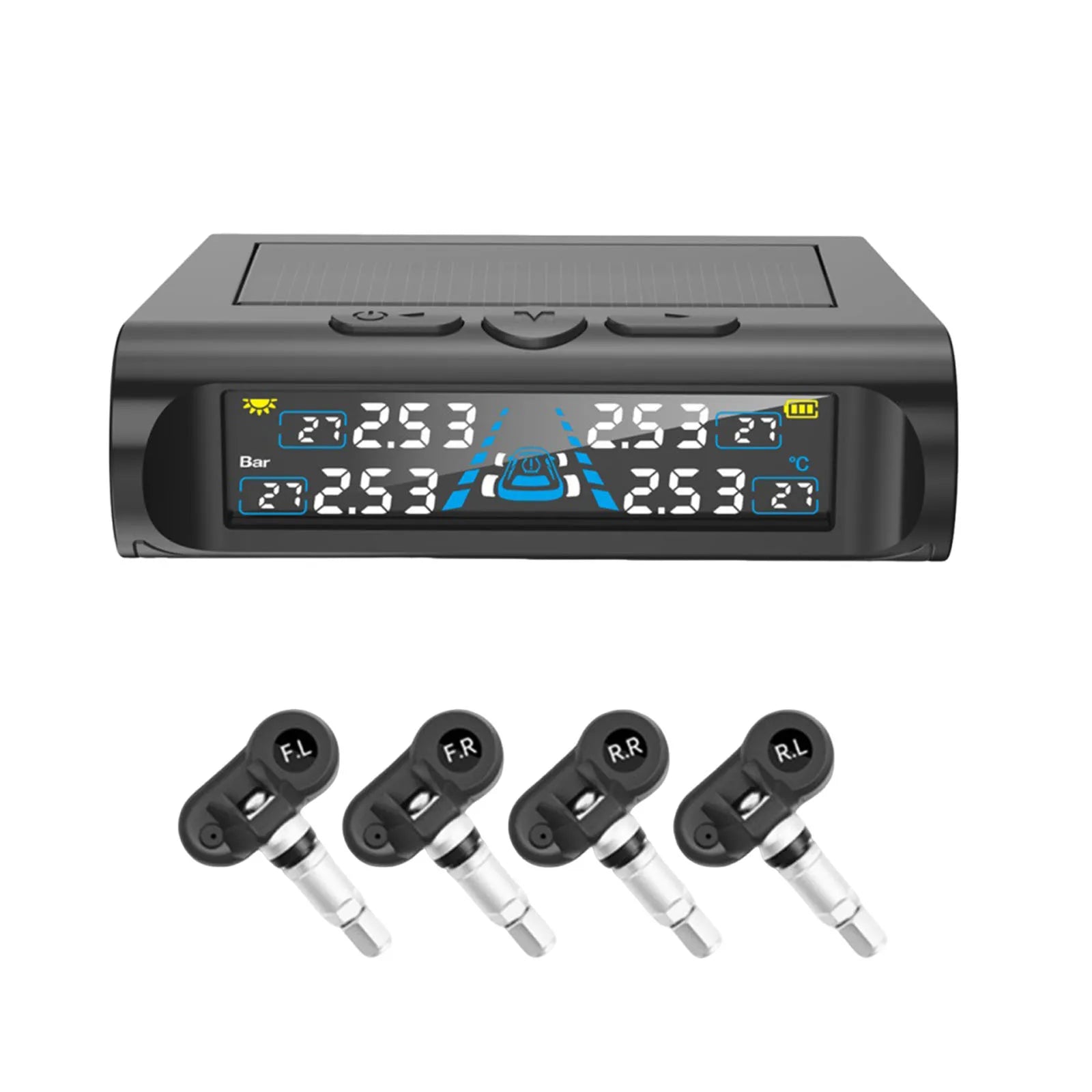 Tire Pressures Monitoring System with 4 Sensors Wireless TPMS with Solar Charge and USB for Cars SUVs Trailer & Light Trucks Peaceful Pleasures Health and Wellness Internal