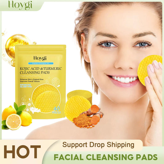 Turmeric Kojic Acid Cleansing Pad Exfoliating Oil Control Blackhead Removal Shrink Pore Brightening Smooth Facial Washing Sponge Peaceful Pleasures Health and Wellness