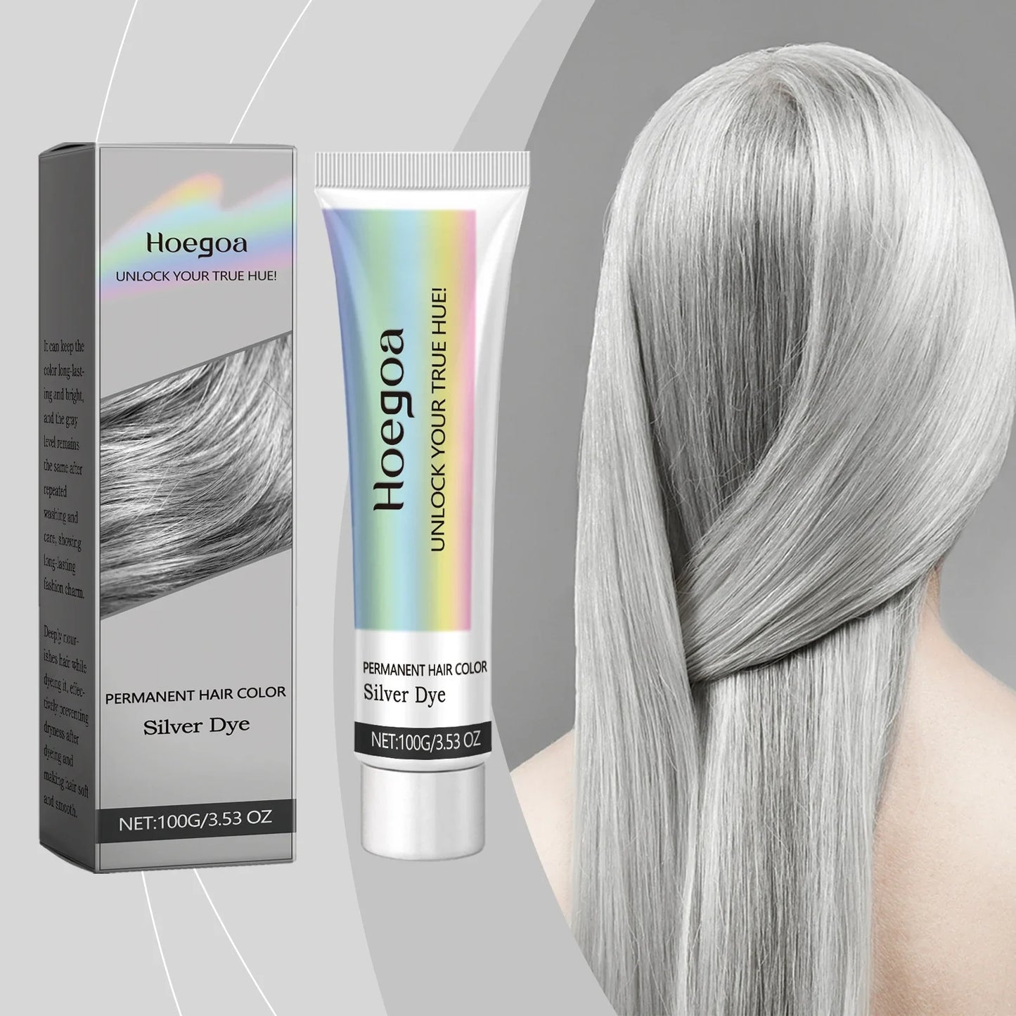 HOEGOA Silver Gray Hair Dye Cream – Unisex 100g