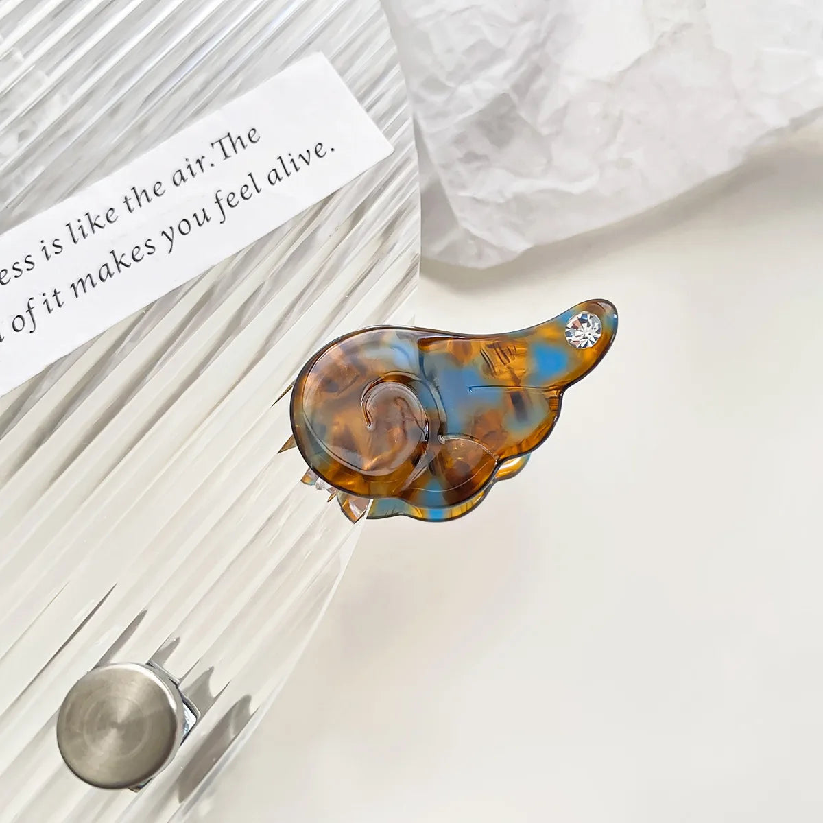 Sweet Princess Angel Wing Acetic Acid Hair Clips Kids Rhinestone Bangs Clip Cute Shark Hair Claw Headwear Exquisite Shark Clips Peaceful Pleasures Health and Wellness Blue coffee