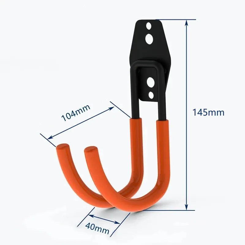Heavy Duty Metal Hook Garage Organizer Wall Mount Bicycle Hanger Hooks Wall Mount Anti-slip Storage Hook For Ladders Garden Tool Peaceful Pleasures Health and Wellness Orange-E