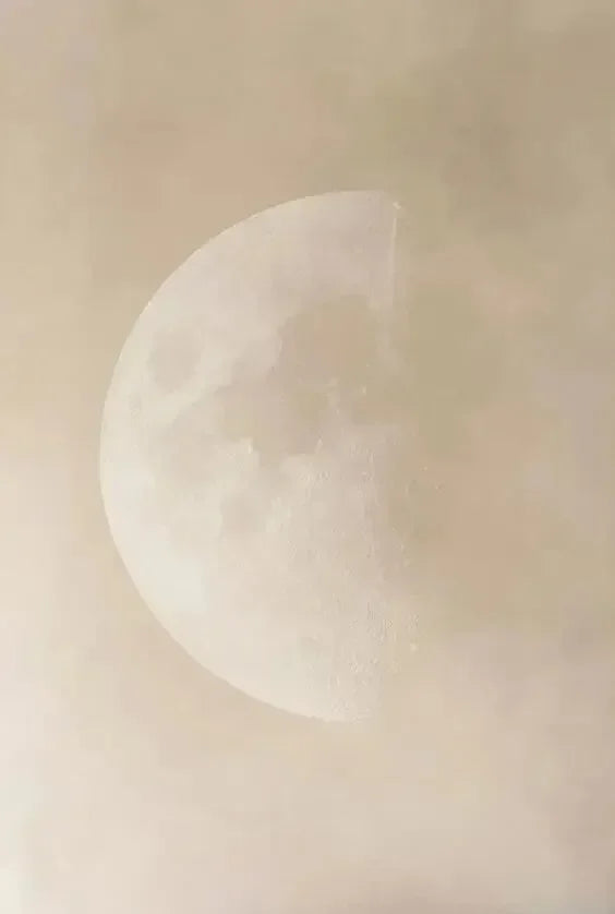 Retro Beige Full Moon Canvas Wall Art | Lunar Print Décor