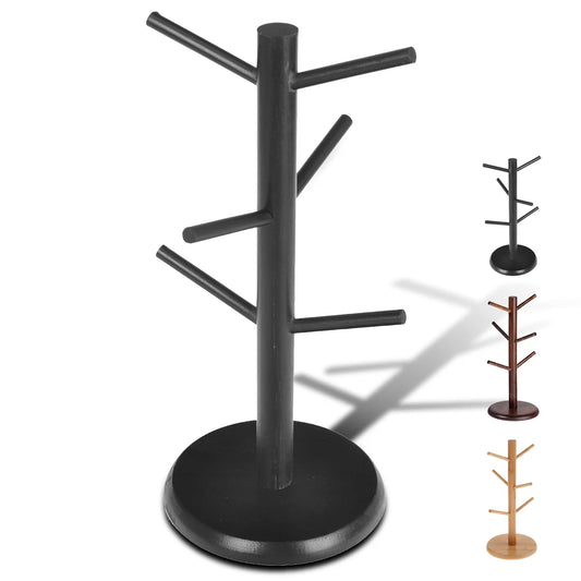Bamboo Mug Tree Stand, Space-Saving Cup Holder, Durable, Organize Your Favorite Coffee Mugs, Perfect for Any Kitchen Countertop Peaceful Pleasures Health and Wellness
